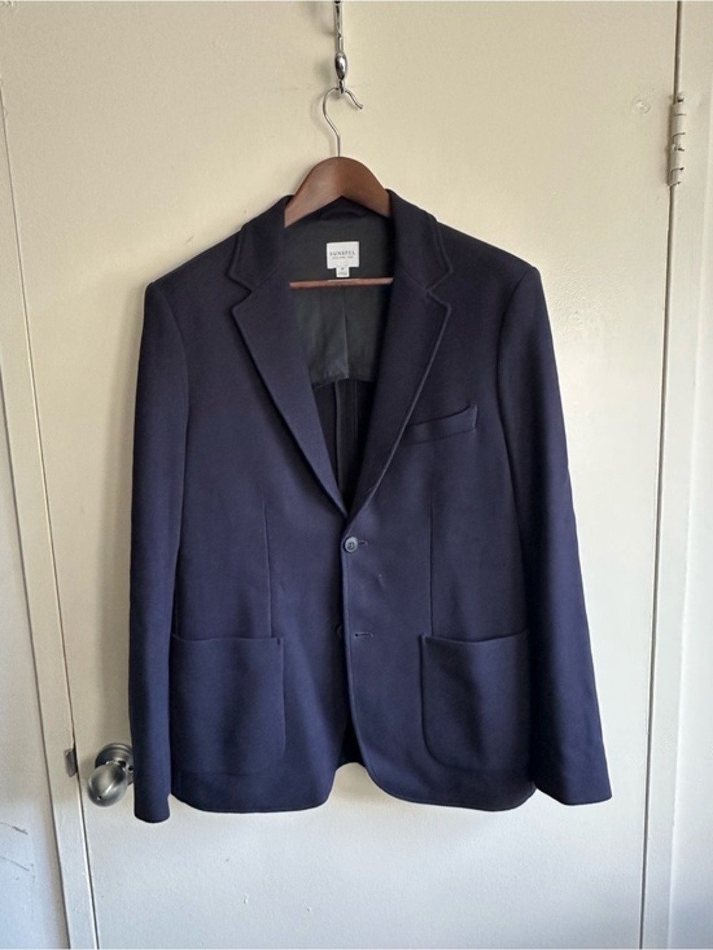 Sunspel Navy Travel Blazer Cotton US M